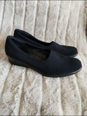 ECCO Black Stretch Fabric Slip-On Flats Women’s EU 39 Comfort Casual Shoes